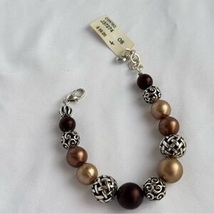 Retired Brighton Elegant Silver and Gold Beaded Bracelet